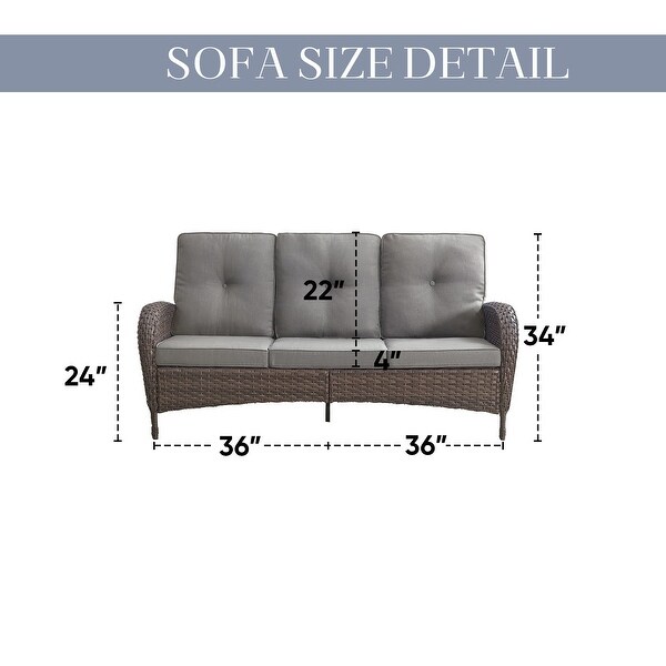 Patio Wicker Sofa Swivel Chair Set of 8