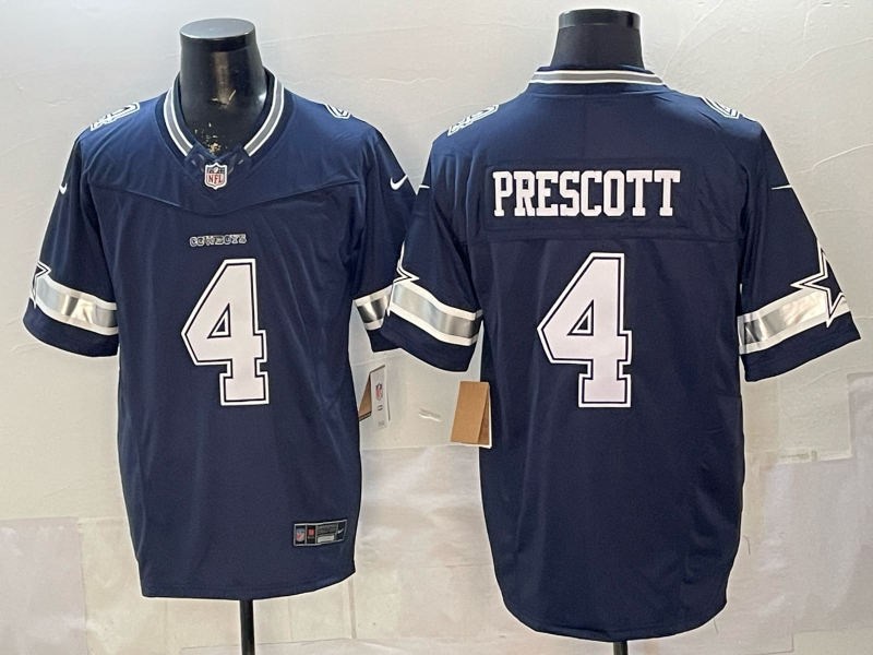 Men's Dallas Cowboys Dak Prescott #4 Navy Game Player Jersey