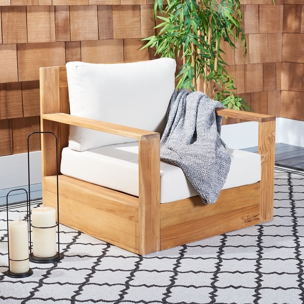 SAFAVIEH Couture Kauai Brazil Teak Patio Chair.