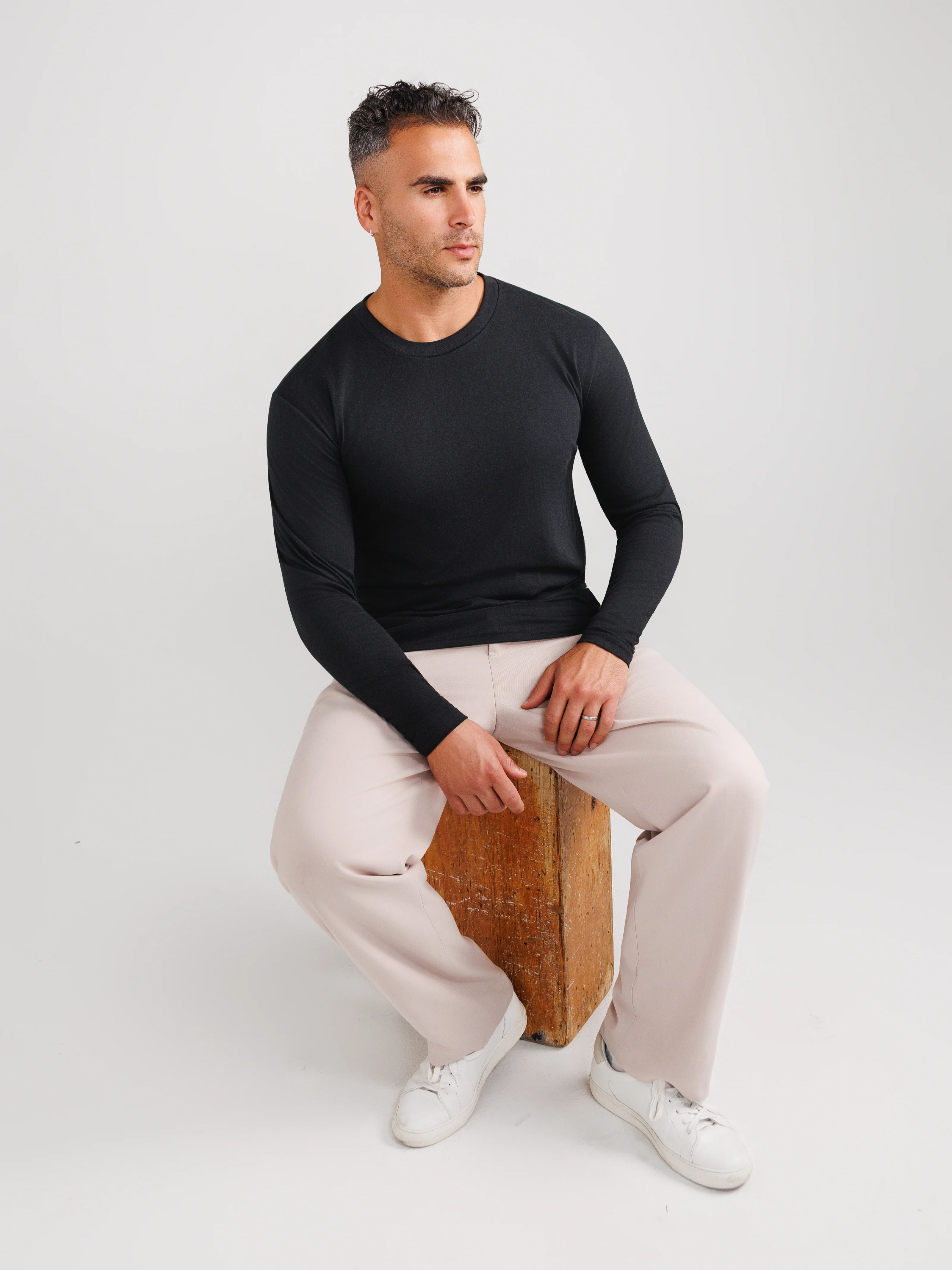 Schwarzes Langarmshirt 3er-Pack