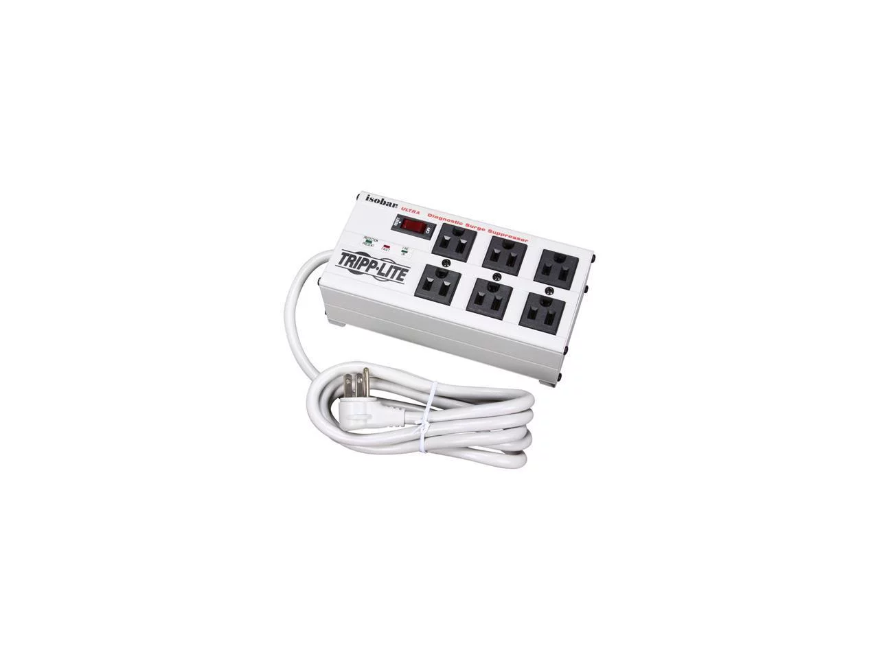 Tripp Lite CH-9101012-NATripp Lite Isobar 6 Outlet Surge Protector Power Strip, 6ft. Cord with Right Angle Plug, 3300 Joules, Metal, 50K Insurance & (IBAR6-6D)