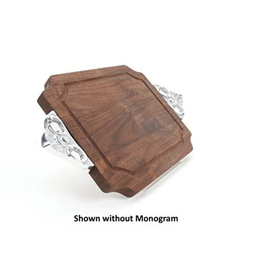 Bigwood Boards Monogrammed Walnut Cutting Board with Rope Handles, H