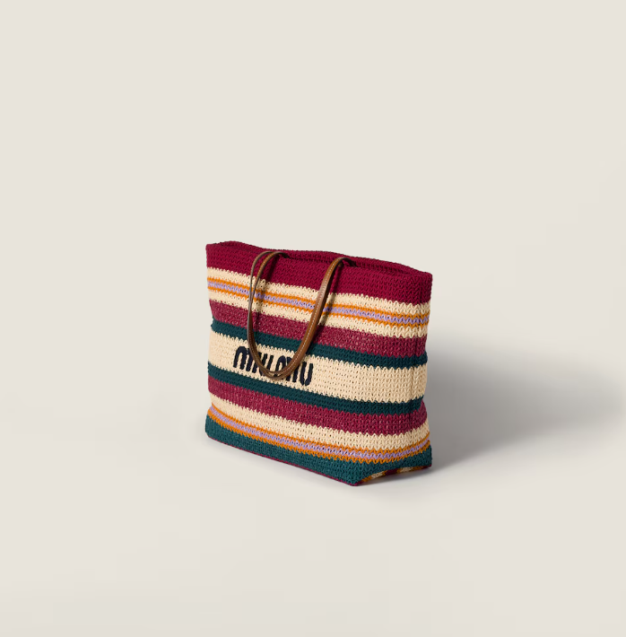 Miu Miu  Raffia-effect woven tote bag
