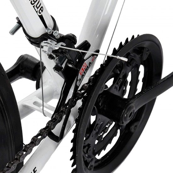 Lightweight Aluminum Road Bike – 700c Wheels Mountain Road Bike Begasso Simanos Aluminum Frame Full Suspension, 21 Speed Disc Brakes Mens/Womens Fashionable Road Bicycle