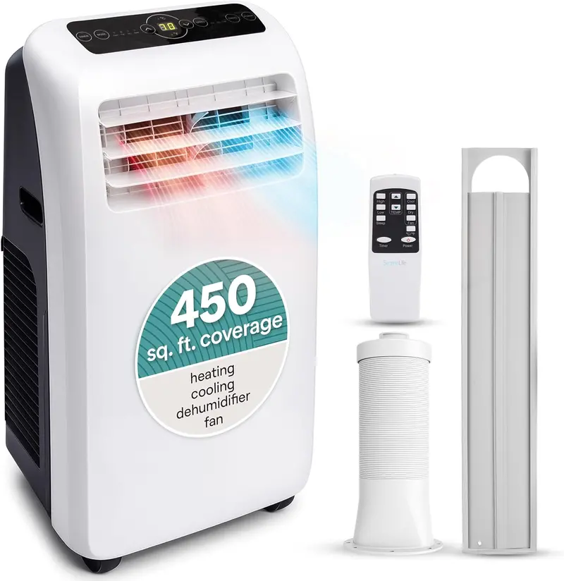 SereneLife 12,000 BTU Portable Air Conditioner — Built-in Dehumidifier, Remote Control & Exhaust Kit for Rooms Up to 550 sq ft