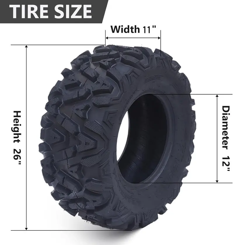 Set of 2 All-Terrain ATV Tires – 26×12-12, 6-Ply Rating, Black