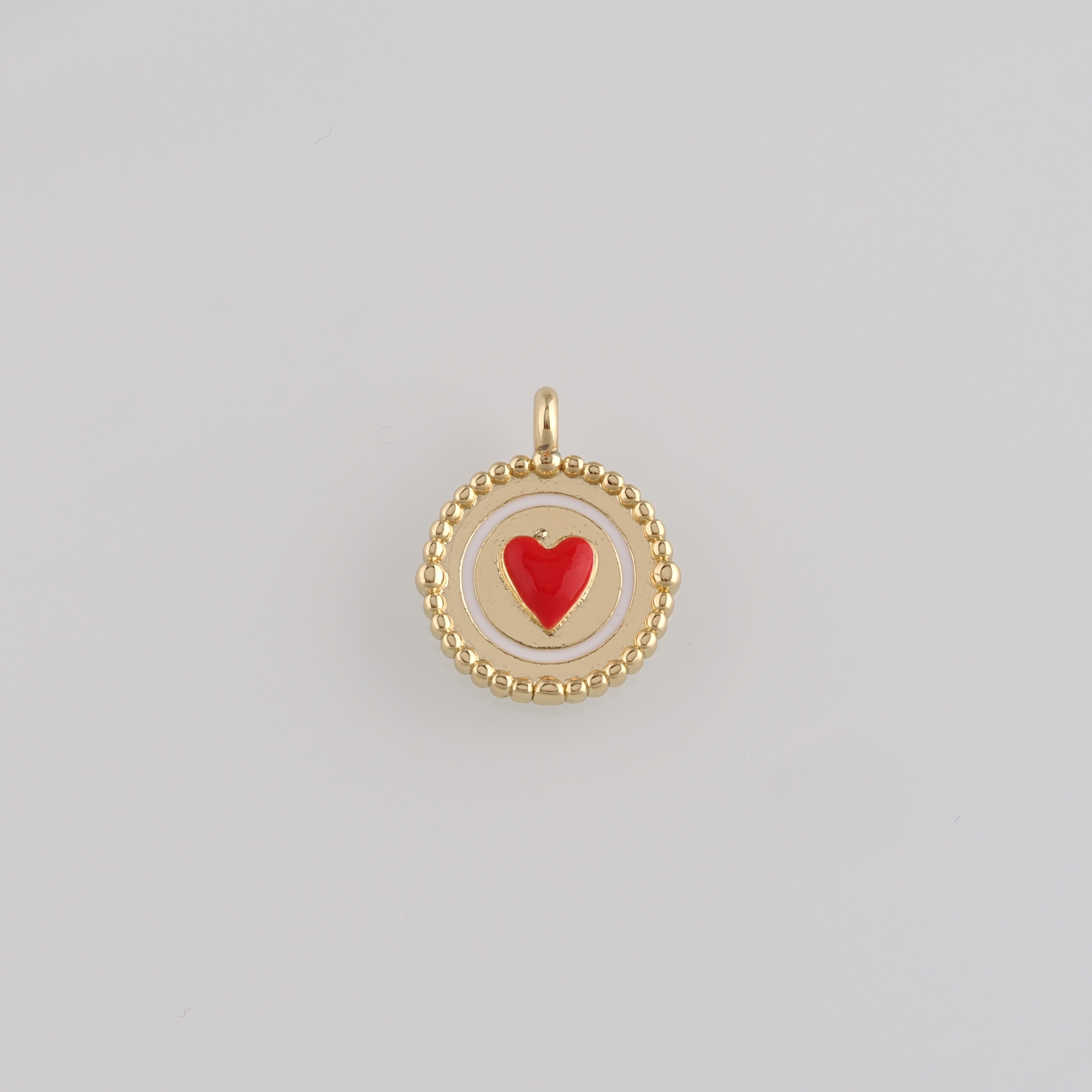 18K Gold Filled Heart Pendant,Enamel Heart Charm Earrings Necklace for DIY Jewelry Making Supply