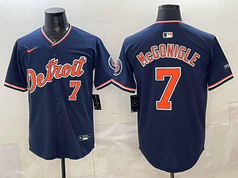 Men's Detroit Tigers Kevin McGonigle #7 Navy Alternate Stadium Jersey