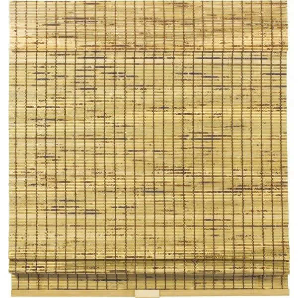 Cordless Natural Woven Bamboo Roman Shade 35x22 x 64x22 Burnout