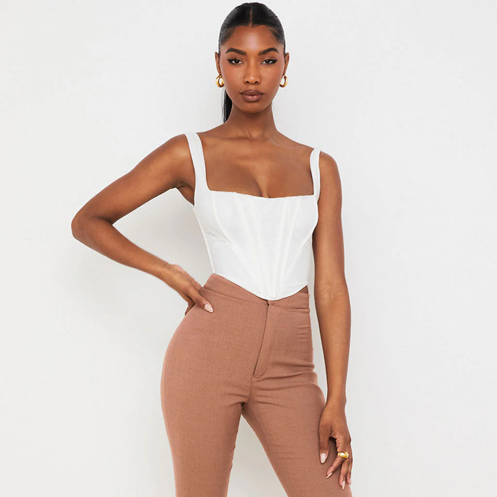 Square Neck Corset Crop TopClistos