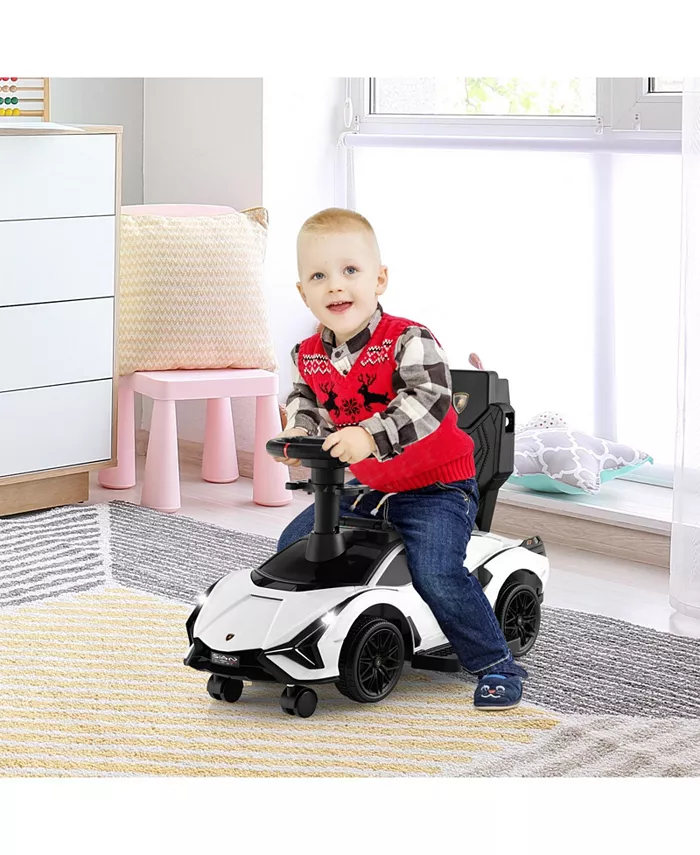 Slickblue 3 in 1 Licensed Lamborghini Ride Walking Toy Stroller