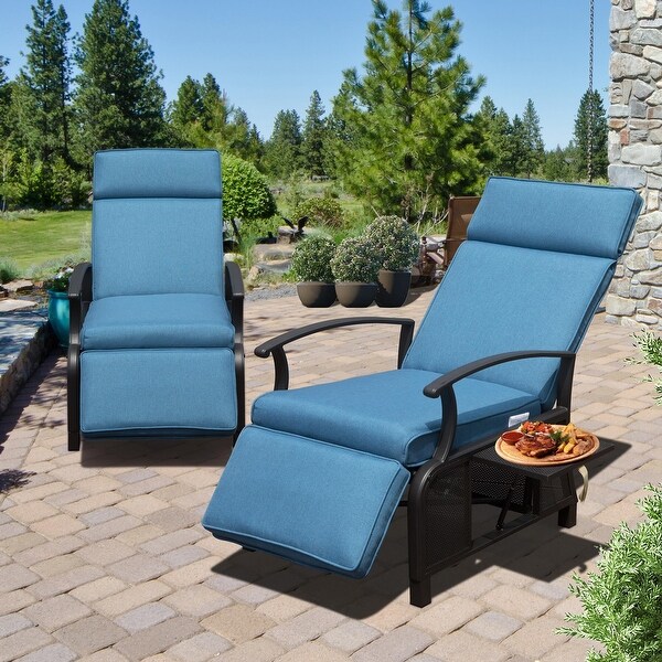 1 Piece Patio Recliner Chair with Flip Table,Outdoor Lounge Chair,Single Sofa Chair,for Outdoor Indoor Use