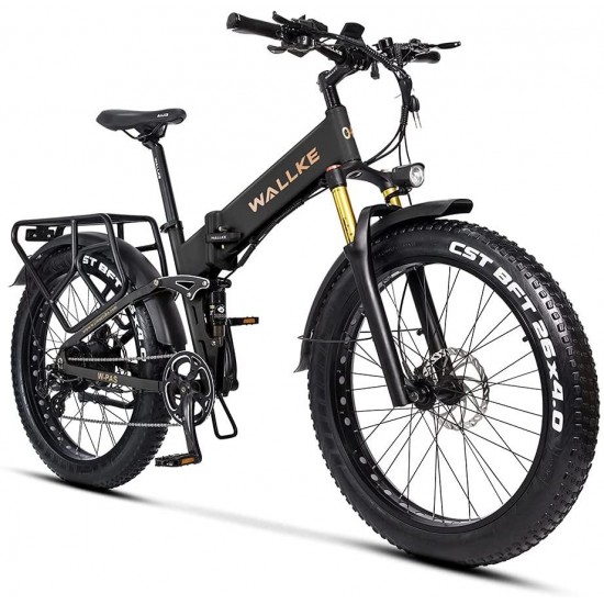 Folding Fat Tire Electric Bike 26 Inch 750W 48V 14AH Large-capacity Removable Battery Electric Bicycle for Adult Air Full Suspension Premium Seamless Welding Aluminum Alloy Frame