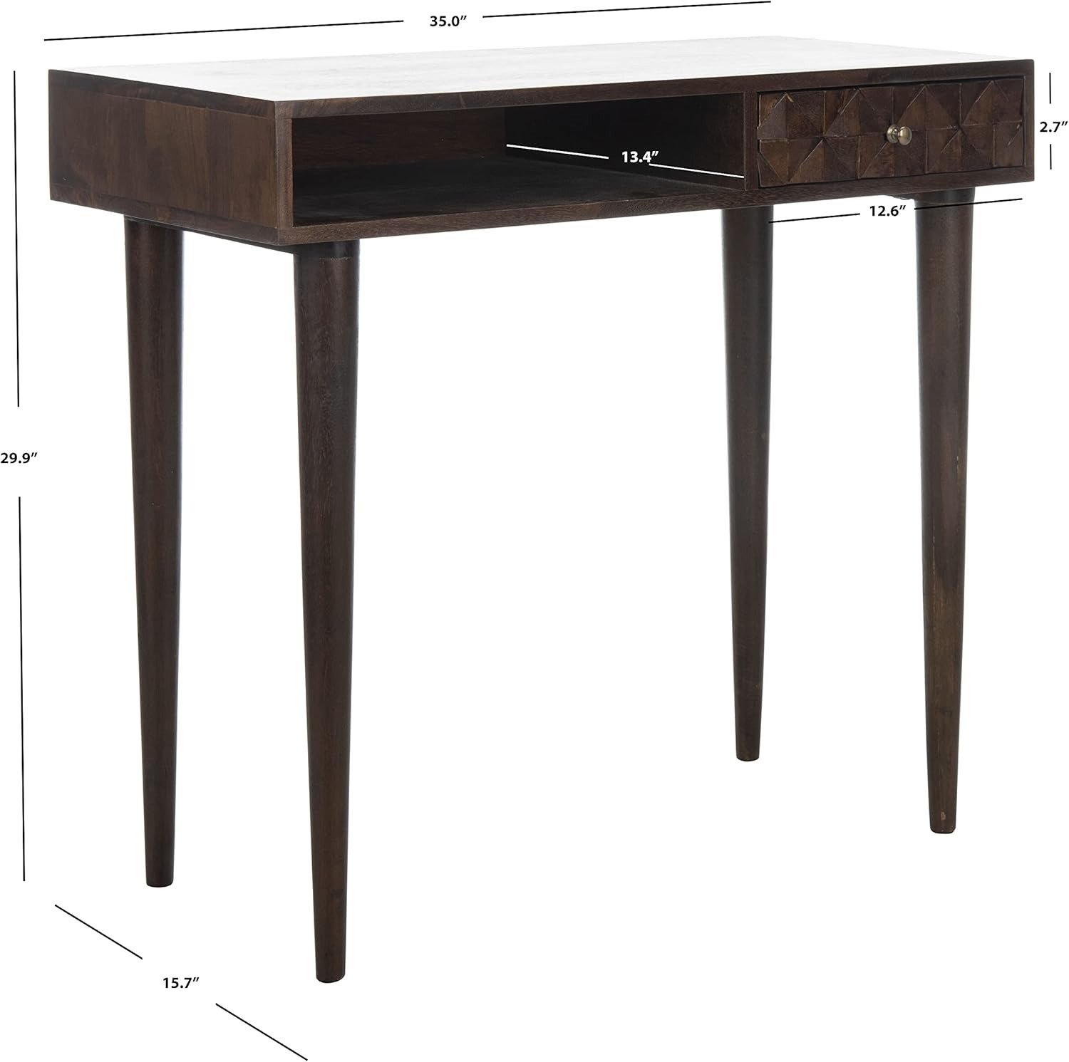 Home Office Modern Walnut Brown 1-drawer Desk