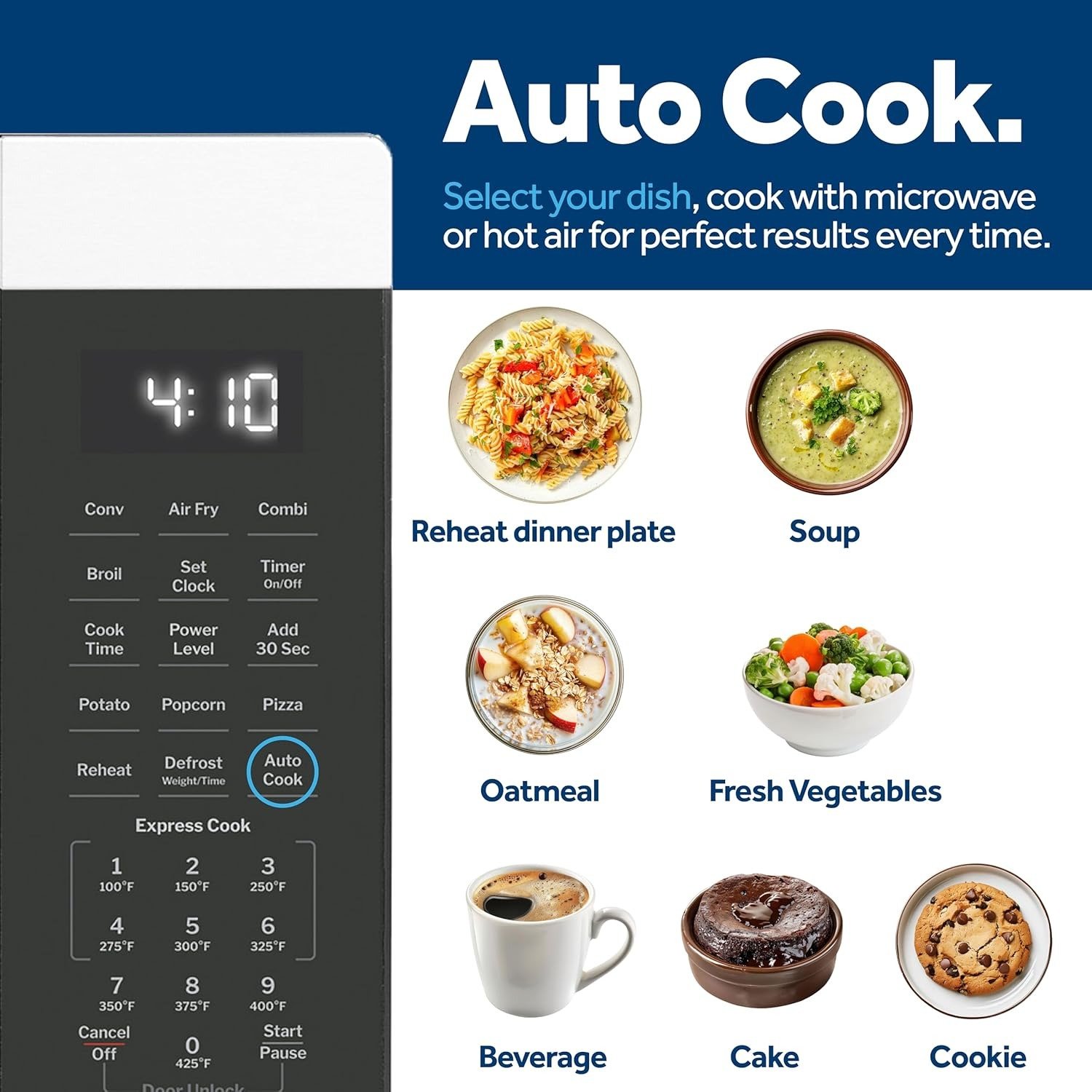 1.0 Cu Ft 4-in-1 Microwave Air Fryer Combo, Convection/Broil, Child Lock, Stainless Steel