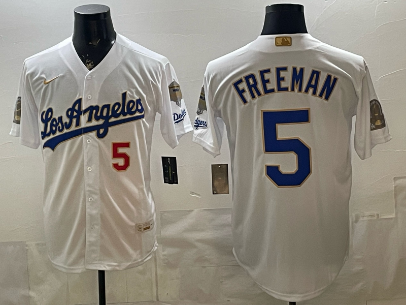 Men's Los Angeles Dodgers Freddie Freeman #5 White 2026 Gold Collection Stadium Jersey