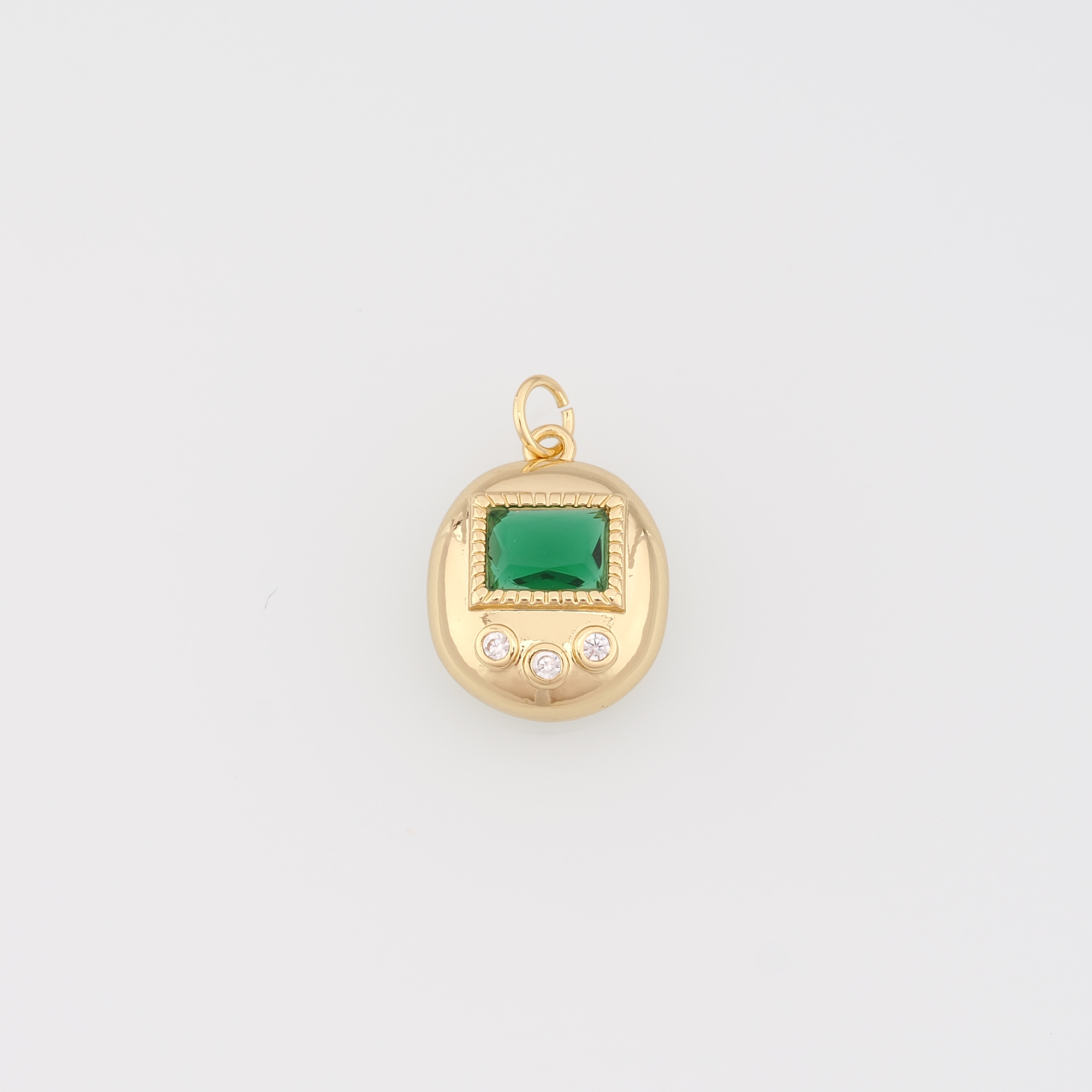 18K Gold Filled Oval Pendant,CZ Micro Pave Oval Charm Earrings Necklace for DIY Jewelry Making Supply