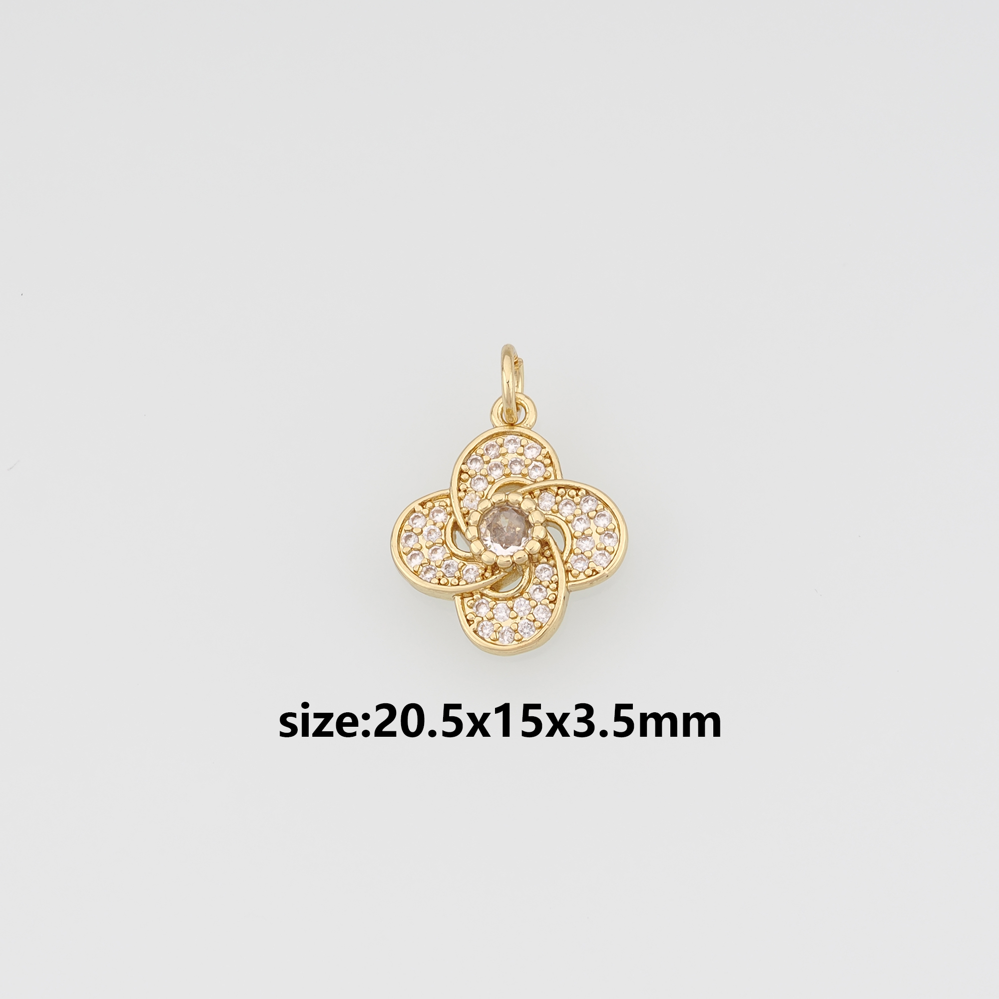 18K Gold Filled Flower Pendant,CZ Micro Pave Flower Charm Earrings Necklace for DIY Jewelry Making Supply