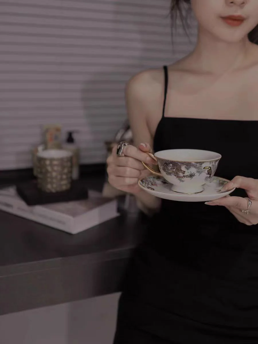 DC012 (Set) - Nordic luxury household bone china rice bowl dessert bowl combination housewarming gift internet celebrity