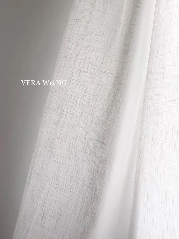 FS002 - Home Vera W@ng Series French Linen Cross Jacquard Sheer Curtains Translucent Living Room Bedroom Floor-to-Ceiling Curtains