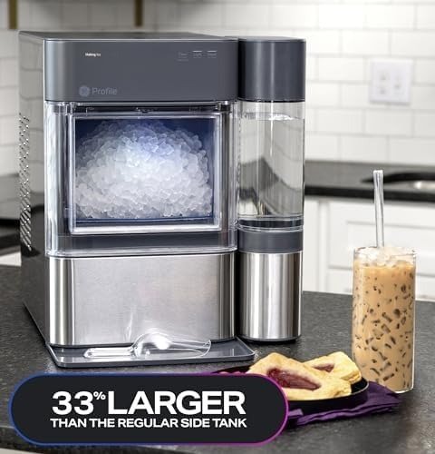 Chewable Crunchable Countertop Nugget Ice Maker, Scoop included, 38 lbs in 24 hours, Pellet Ice Machine with WiFi & Smart Connected, Stainless Steel
