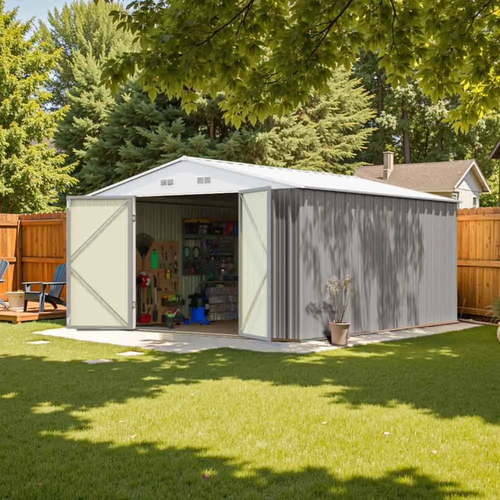 Patiowell 10x12 Metal Shed Pro With an Optional Floor Base