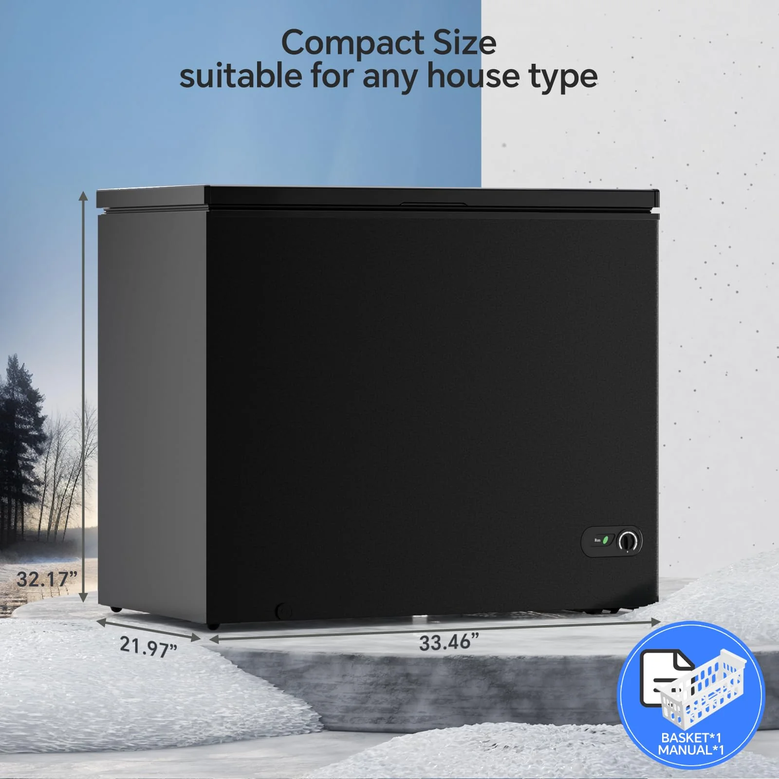 Kismile 7.0/3.5 Cubic Feet Chest Freezer with Removable Basket Free Standing
