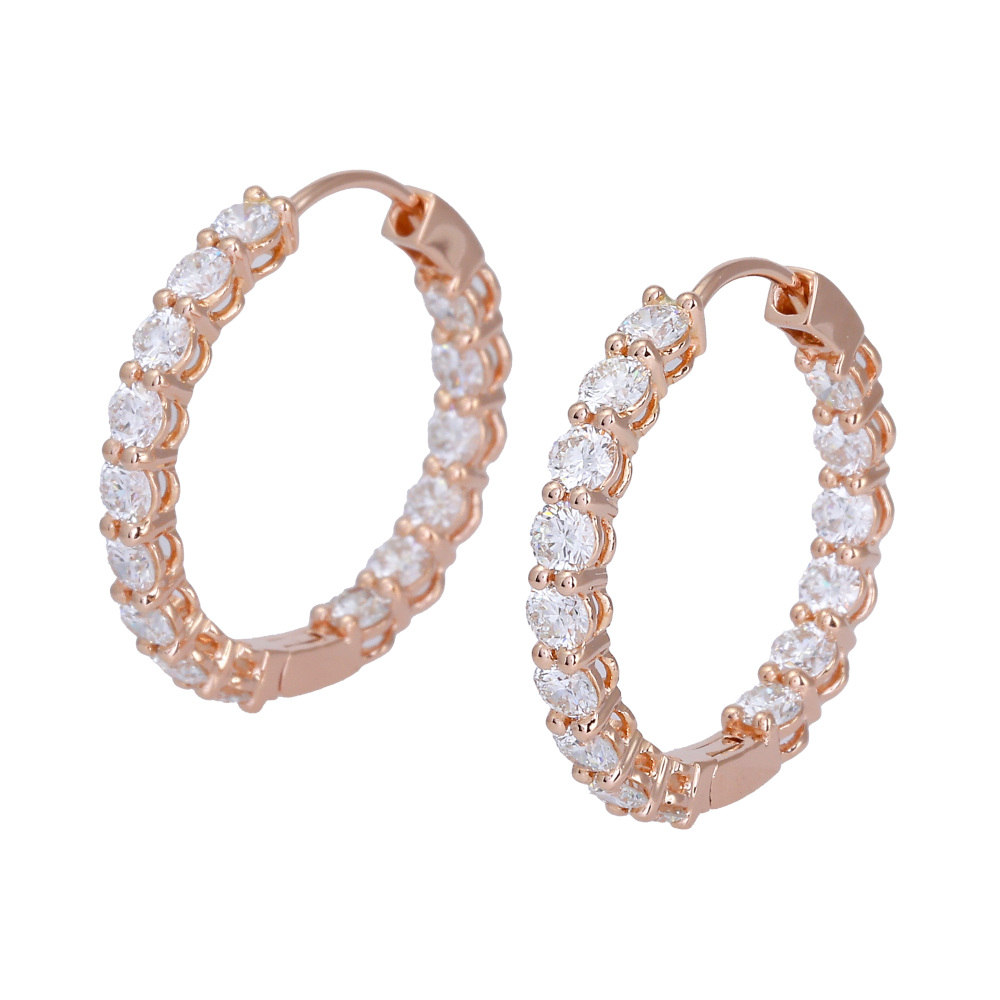 Tiffany & Co. Tiffany Hoop K18PG Pink Gold Earrings Diamond
