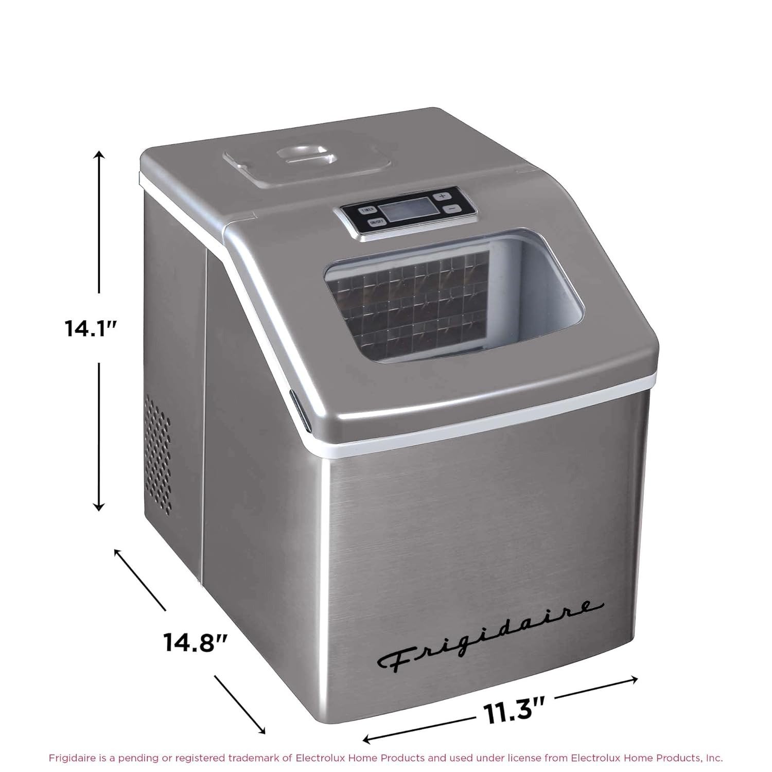 40 Lbs Extra Large Clear Maker, Stainless Steel, Makes Square Ice