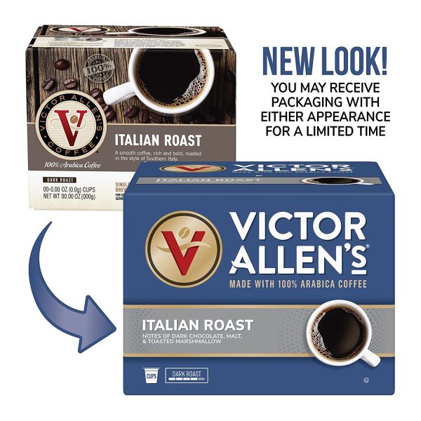 Victor Allen s Coffee Italian Roast, Dark Roast 80 Count, Single Serve Coffee Pods for Keurig K-Cup Brewers