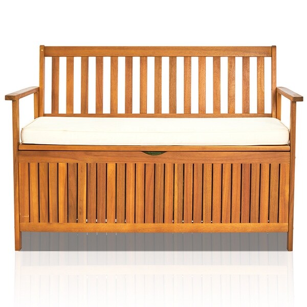 Acacia Wood Outdoor Storage Bench Large Deck Box (43 Gallons)