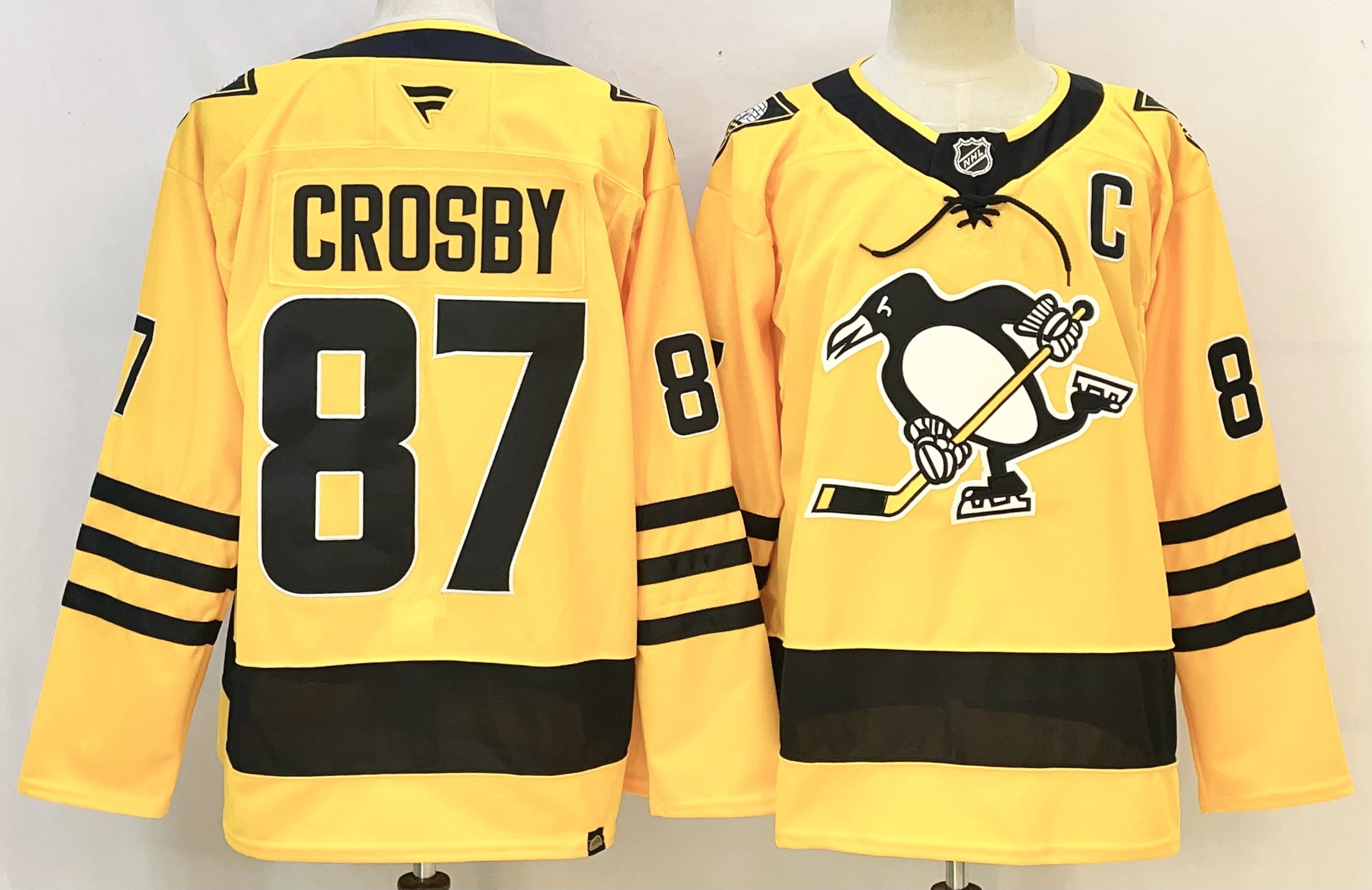 Men's Pittsburgh Penguins Sidney Crosby #87 Fanatics Gold Alternate Premium Player Jersey
