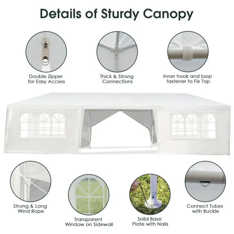 Premium 10′ x 30′ Pop-Up Canopy Tent with 8 Zippered Sidewalls – Commercial-Grade Party Shelter