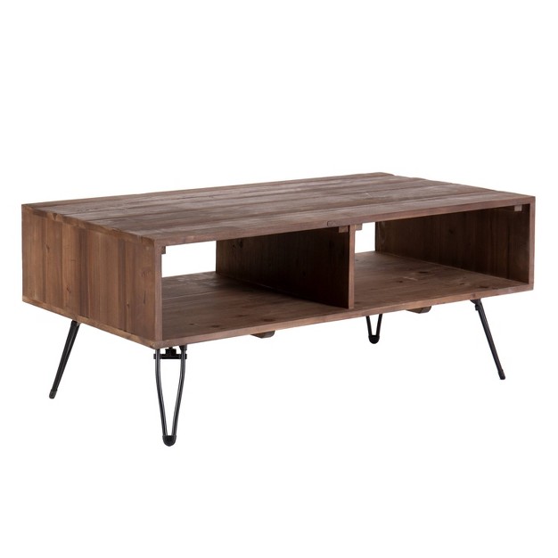 Reclaimed Wood Rectangle Farmhouse Coffee Table With Metal Legs And Storage Natural brown The Urban Port
