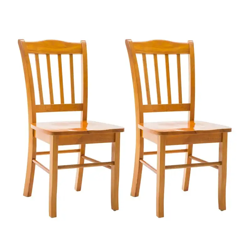 Shaker-Style Side Dining Chairs (Set of 2) – Classic Wooden Design with Slatted Backs