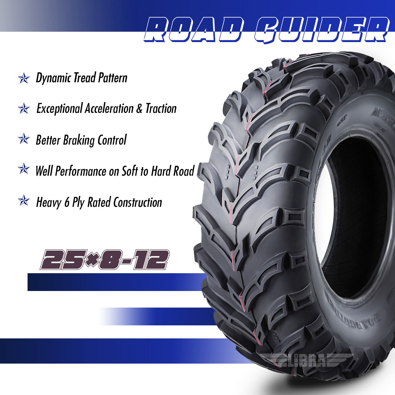 Roadguider ATV/UTV Tires 25x8-12 25X8X12 6PR 10272�� Set 2