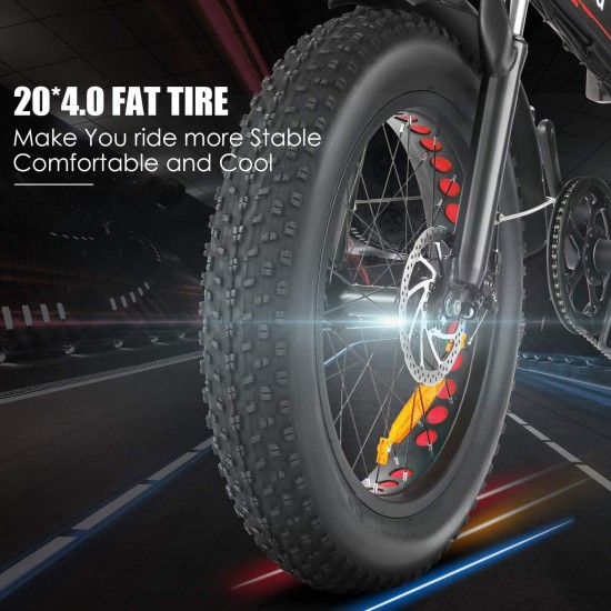 Ebikes for Adults, 20” 4.0 Fat Tire Electric Bike, E Bike Electric Folding Bikes with 500W Motor and 36V/12.5Ah Removable Battery, Electric City/Beach/Snow Bikes-SE2