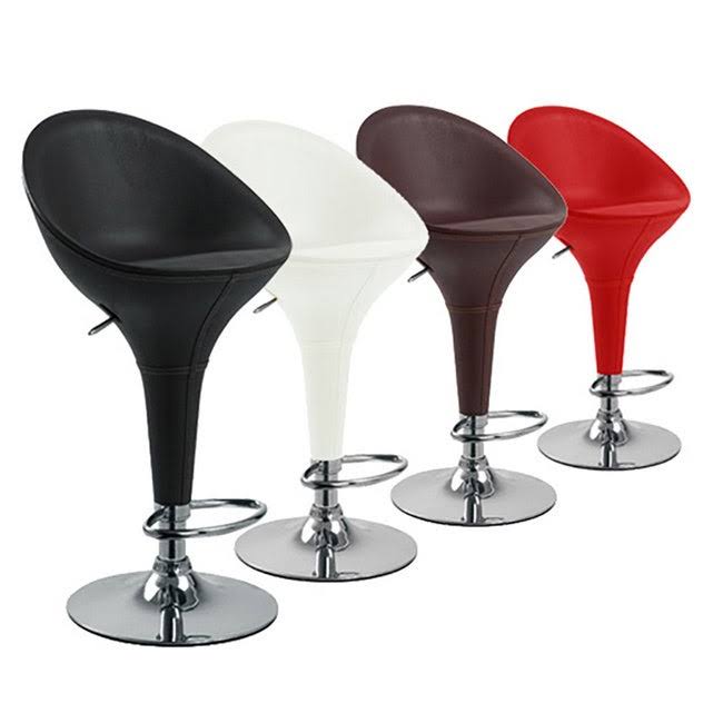 Modern Home Beta &Leather& Contemporary Adjustable Barstool, Black