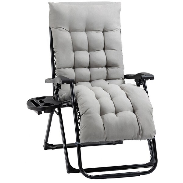 Outsunny Padded Zero Gravity Chairs,Folding Recliner Chair,Patio Lounger with Cup Holder,Adjustable Backrest
