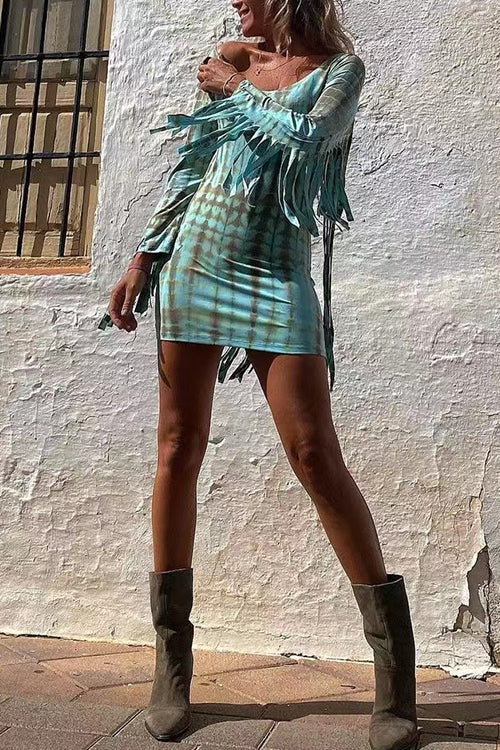 Tie Dye Fringe Mini Dress | Bodycon StyleClistos