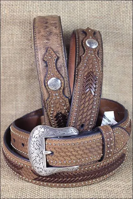 Nocona Mens Ostrich Overlay Belt