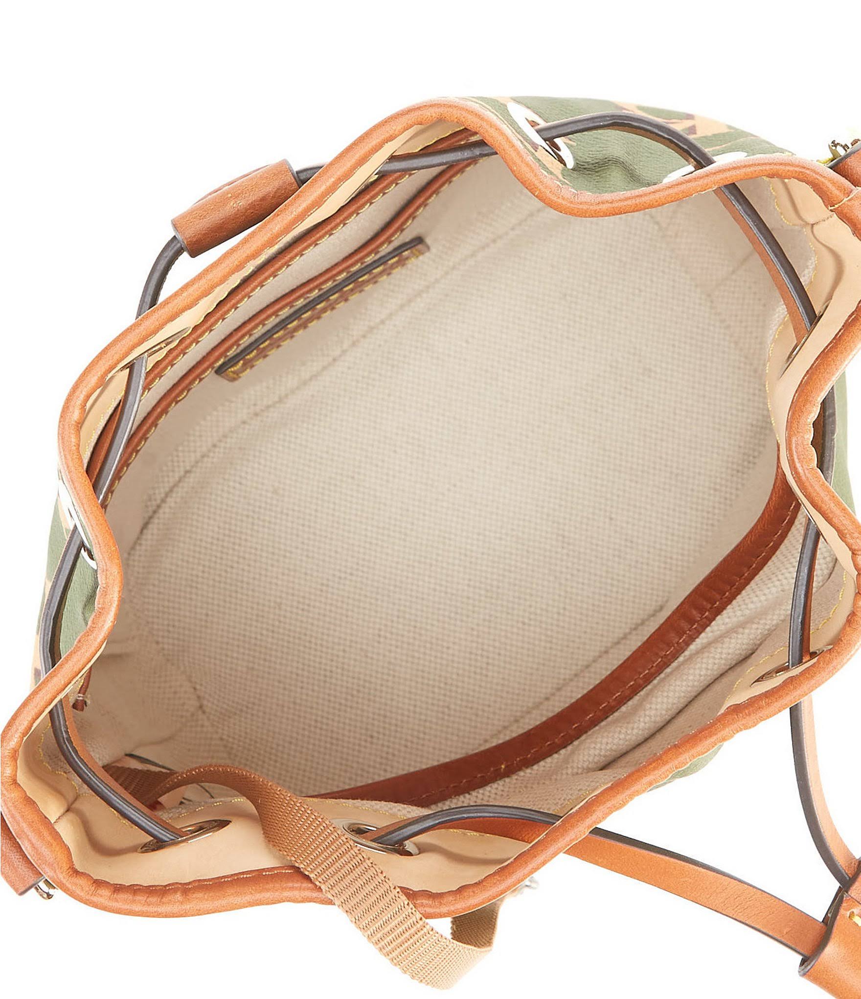Dooney u0026 Bourke Coated Cotton Monogram Small Drawstring Bag ,Saddle