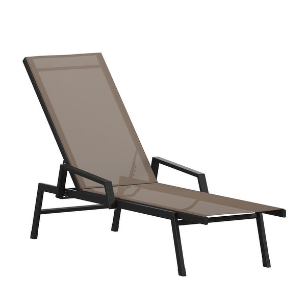 AllWeather Textilene Adjustable Chaise Lounge Chair with Arms