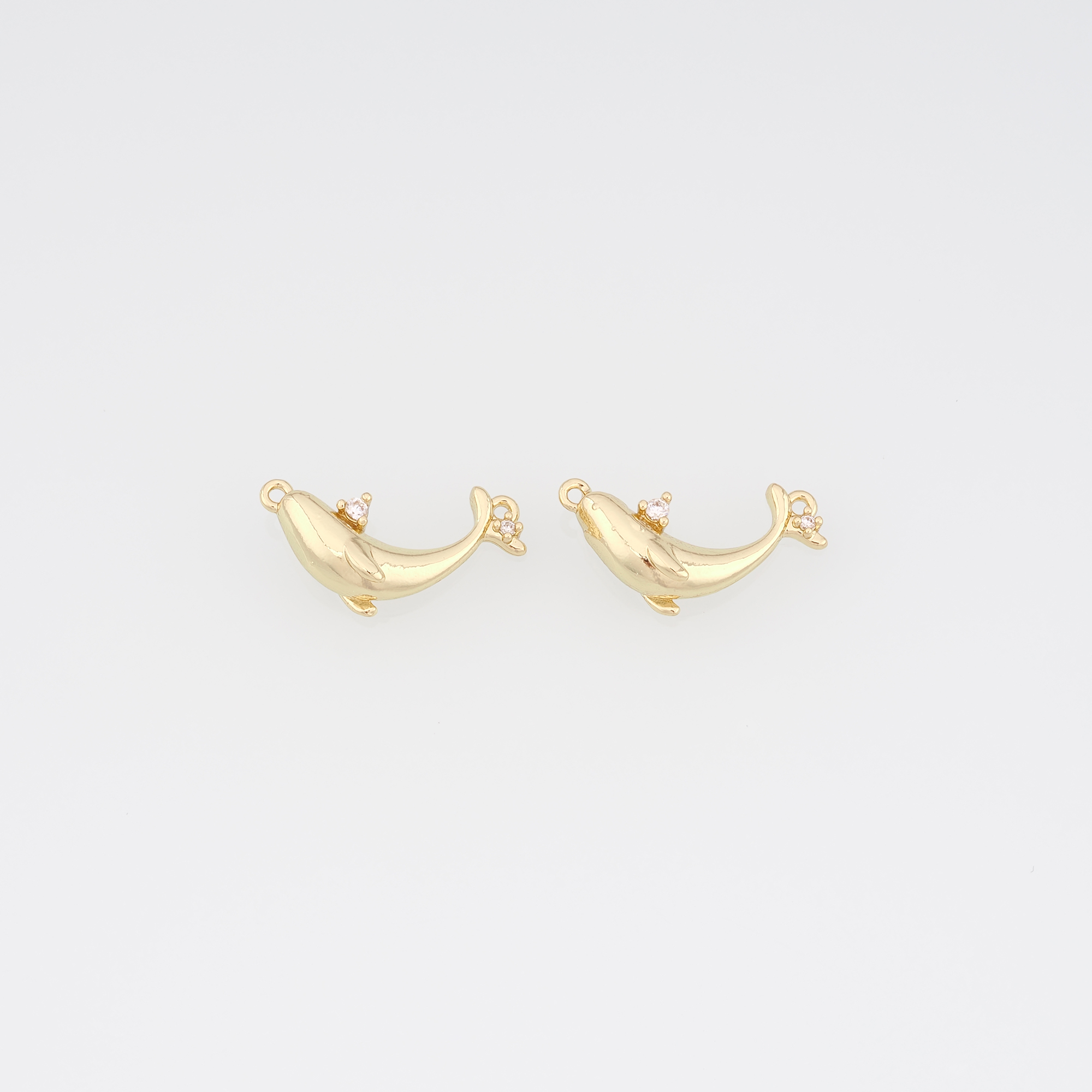 18K Gold Filled Dolphin Connector,Fish Charm Necklace Bracelet for DIY Jewelry Making Supply