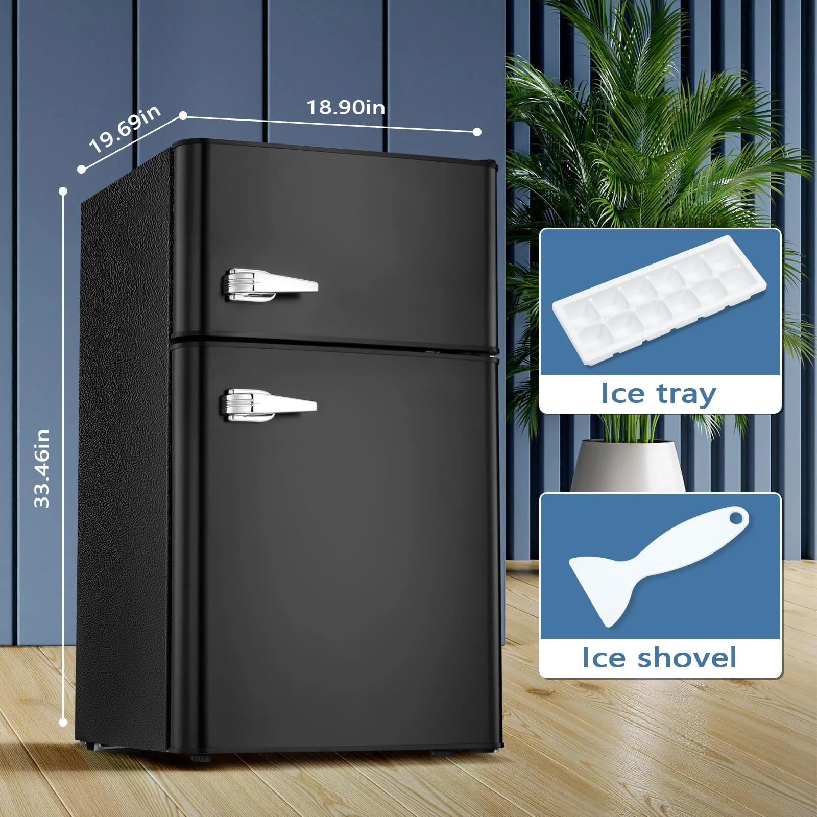 Kismile  Mini Fridge 3.1Cu.Ft Compact Refrigerator 2-Doors Freezer