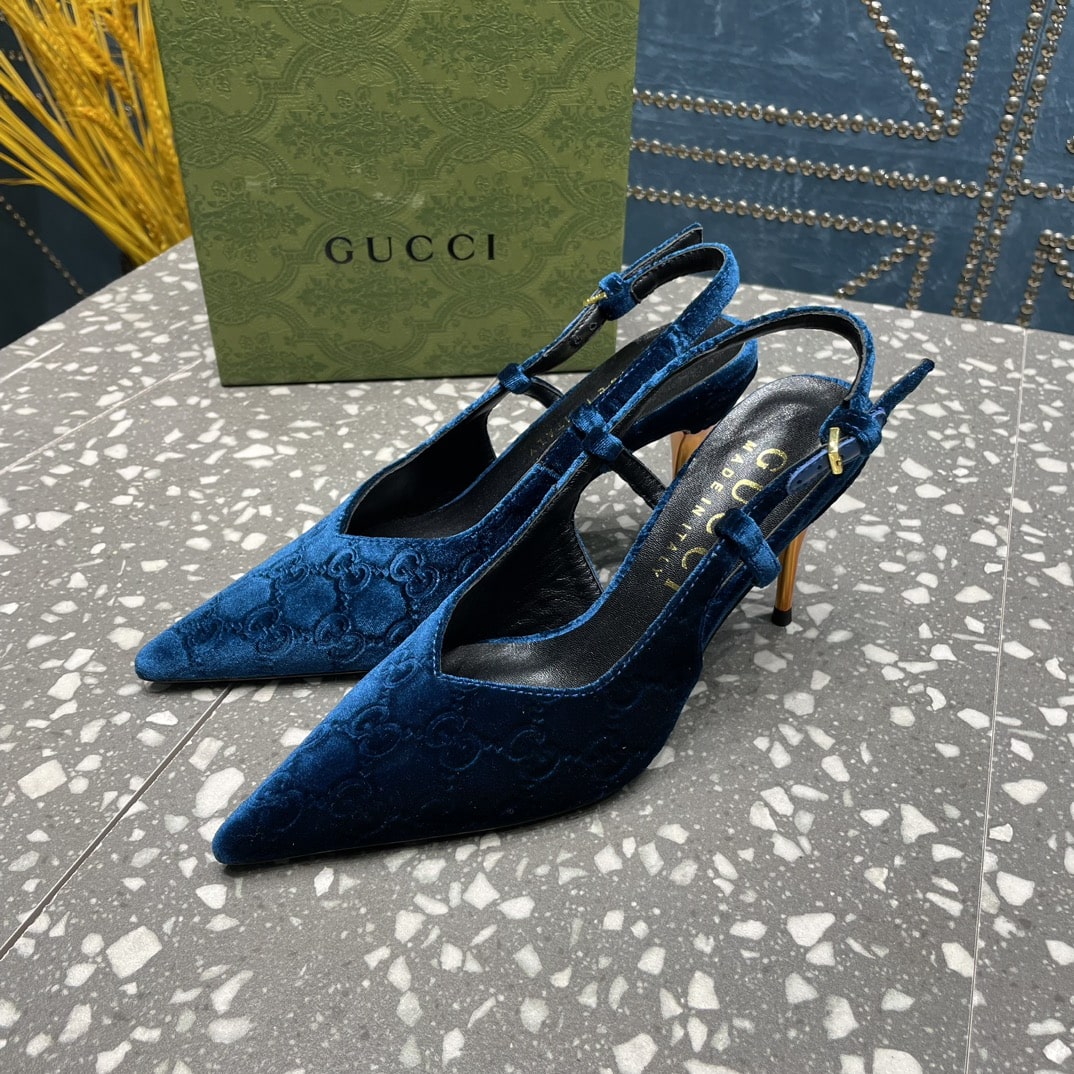 Gucci Women’S Platform Pump Blue Velvet