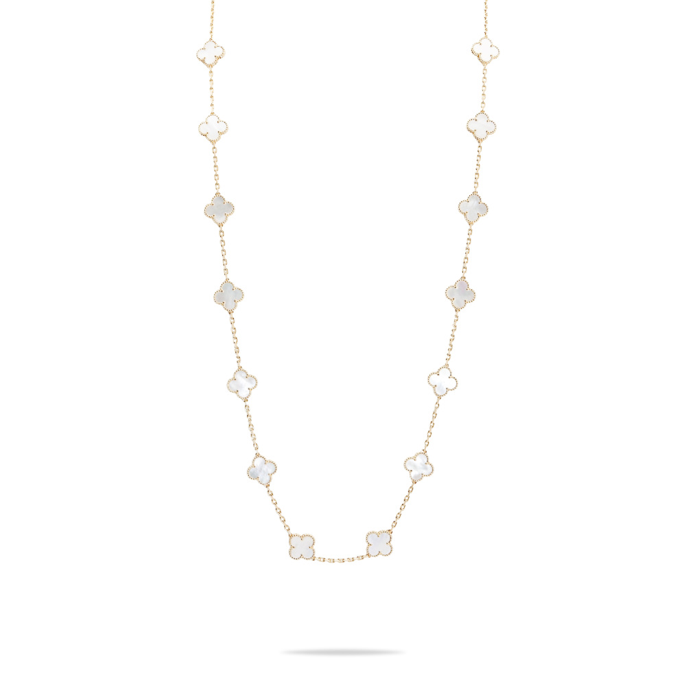 Van Cleef & Arpels Vintage Alhambra Necklace 20 Motifs 18K Yellow Gold Mother of Pearl VCARA42100