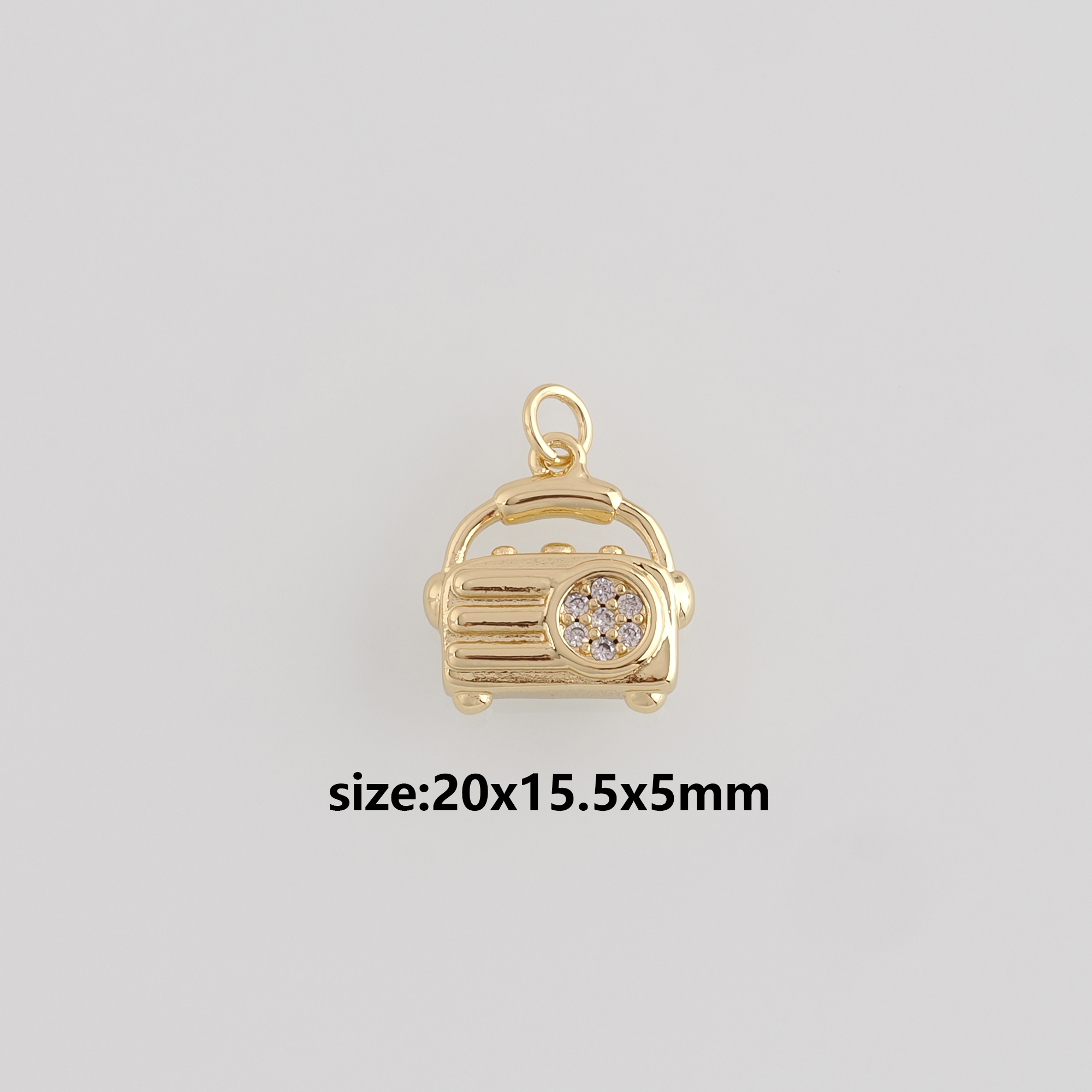 18K Gold Filled Radio Pendant,CZ Micro Pave Radio Charm Earrings Necklace for DIY Jewelry Making Supply