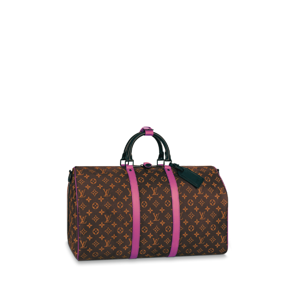 Louis Vuitton Keepall Bandouli Re 50 Brown And Pink Macassar Canvas M45866