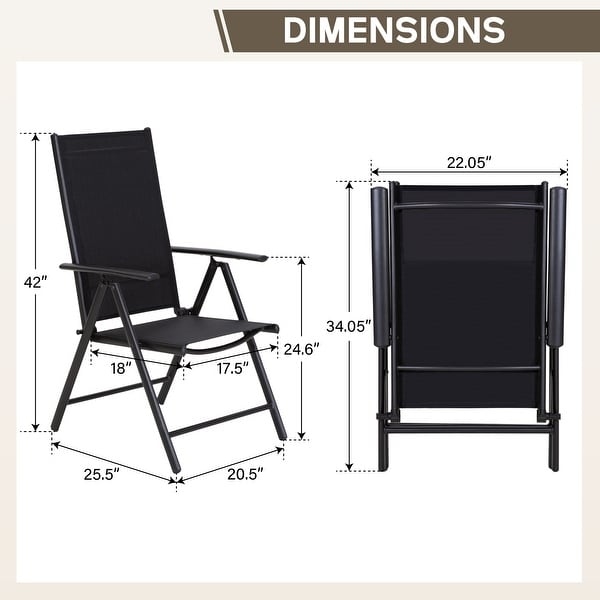9Piece Patio Dining Set,Metal Table and Foldable Sling Dining Chairs with 7 Levels Adjustable